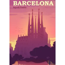 Plakat Barcelona – Sagrada Familia o Zachodzie Słońca – produkt