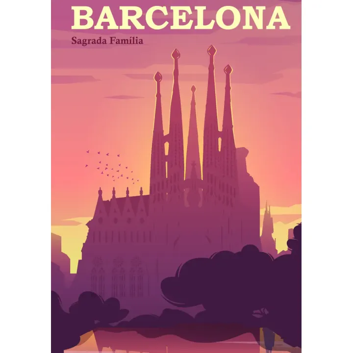 Plakat Barcelona – Sagrada Familia o Zachodzie Słońca – produkt