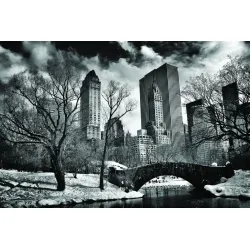 Fototapeta Nowy Jork – Skyline Manhattanu i Most Brookliński – Odcienie bieli i czerni