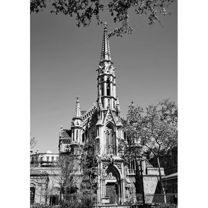 Plakat Czarno Kościół w Barcelonie – Architektura Gotycka Katedry – produkt