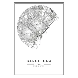 Plakat Minimalistyczna Mapa Miasta Barcelona – Kartografia Dzielnic Katalonii – produkt