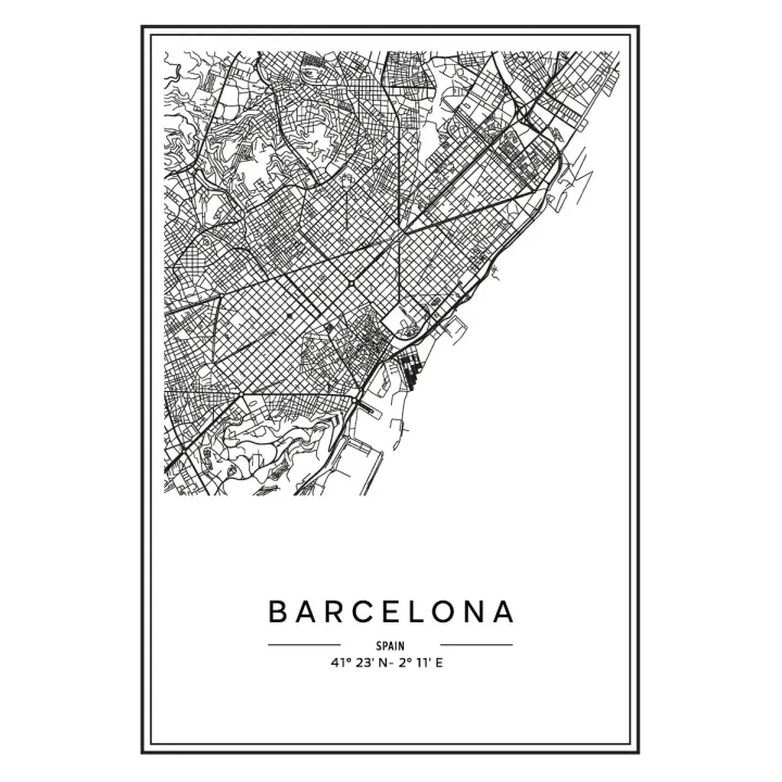 Plakat Mapa Miasta Barcelona – Architektura i Urbanistyka Hiszpanii – produkt