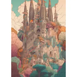 Plakat Sagrada Familia – Kolorowa Ilustracja Architektury Gaudiego – produkt