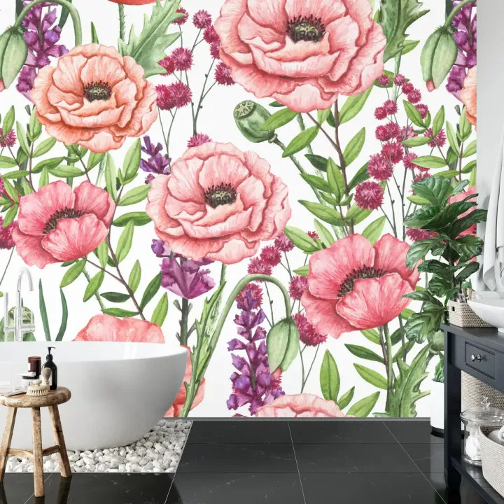 Fototapeta Maki Akwarela – Kwiaty Polne w Malarskim Stylu