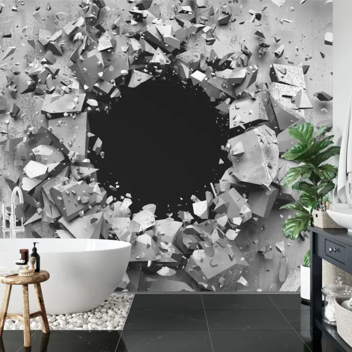 Fototapeta Dziura w Betonie – Surowa Tekstura i Abstrakcja Rozpadu