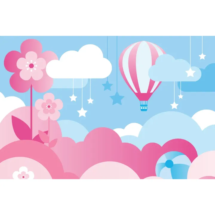 Fototapeta Balon W Chmurach – Motyw Dziecięcej Fantazji z Balonami i Gwiazdami – produkt