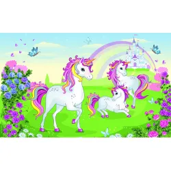 Fototapeta Bajkowe Jednorożce i Zamek – Magiczna Kraina Baśni