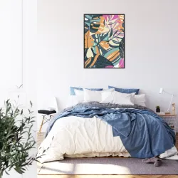 Plakat Wielokolorowe Tropikalne Liście – Abstrakcyjny Wzór Botaniczny z Dżungli