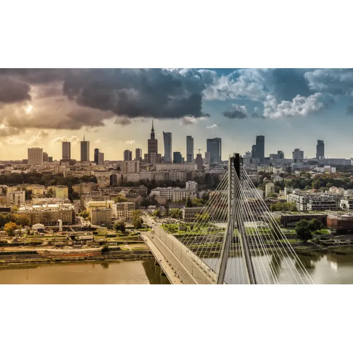 Fototapeta Warszawska Panorama – Skyline z Pałacem Kultury i Wisłą – produkt