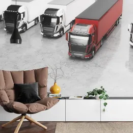 Fototapeta Flota Ciężarówek – Transport i Krajobraz Przemysłowy