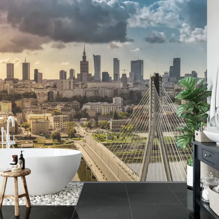 Fototapeta Warszawska Panorama – Skyline z Pałacem Kultury i Wisłą
