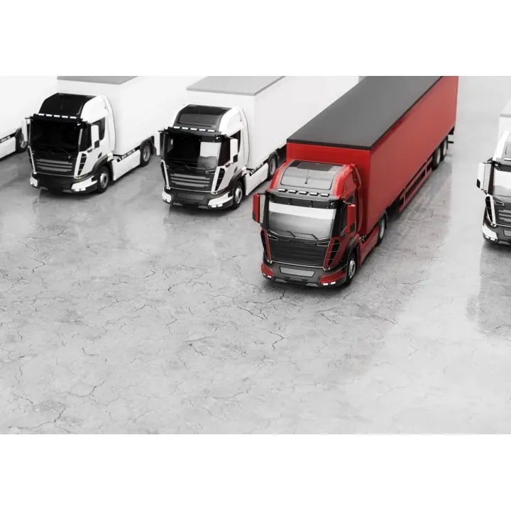 Fototapeta Flota Ciężarówek – Transport i Krajobraz Przemysłowy – produkt