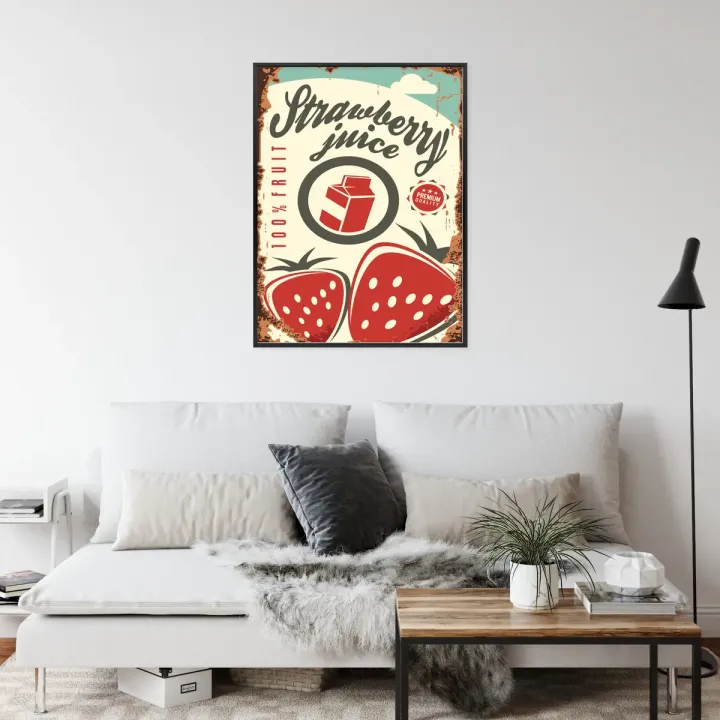 Plakat Sok Truskawkowy – Styl Vintage i Nostalgia w Kuchni