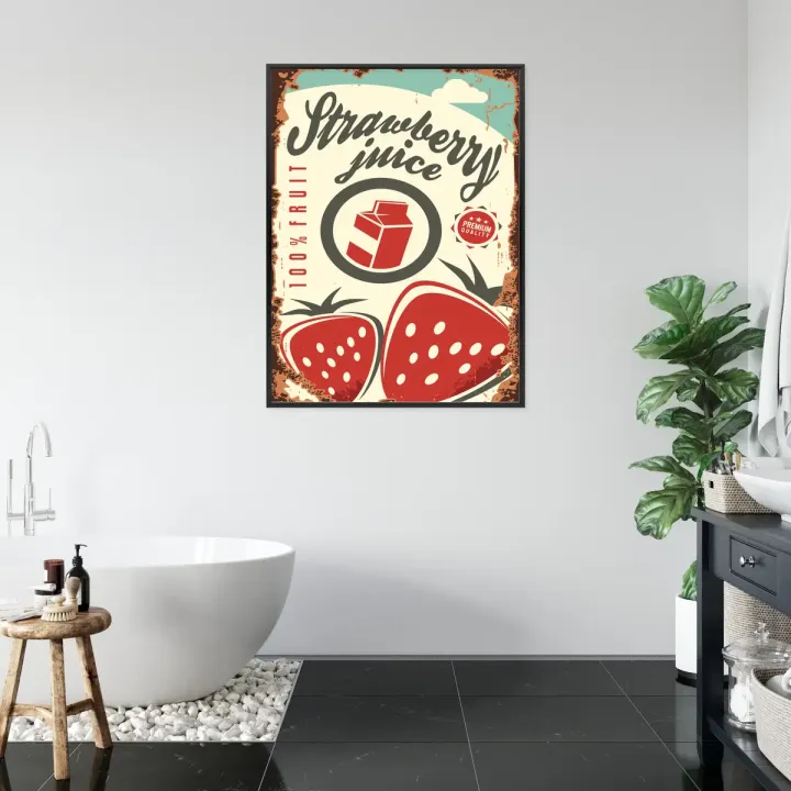 Plakat Sok Truskawkowy – Styl Vintage i Nostalgia w Kuchni