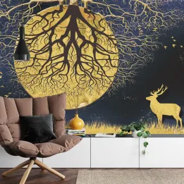 Fototapeta Abstrakcyjny Księżyc – Kosmiczna Noc z Drzewem Życia