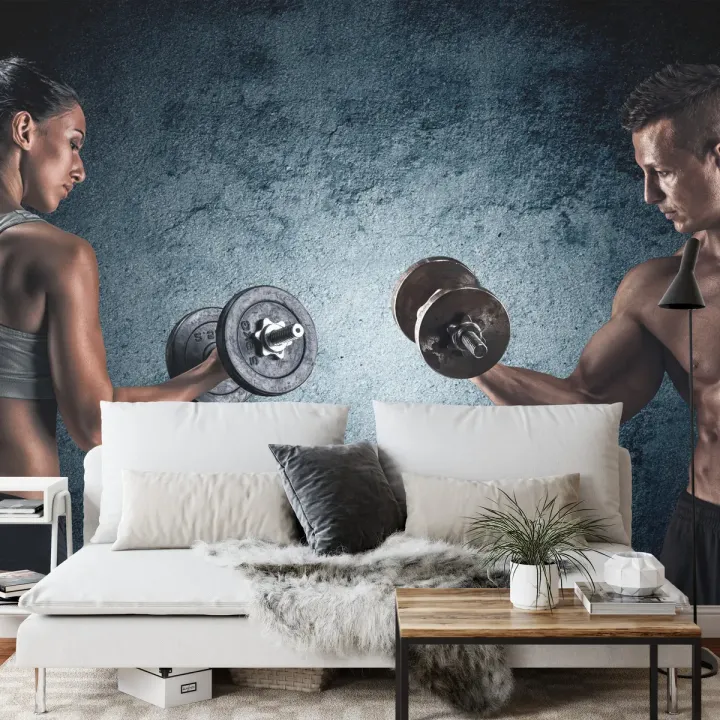 Fototapeta Umięśniony Mężczyzna i Wysportowana Kobieta – Motywacja Fitness na Siłownię