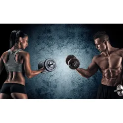 Fototapeta Umięśniony Mężczyzna i Wysportowana Kobieta – Motywacja Fitness na Siłownię