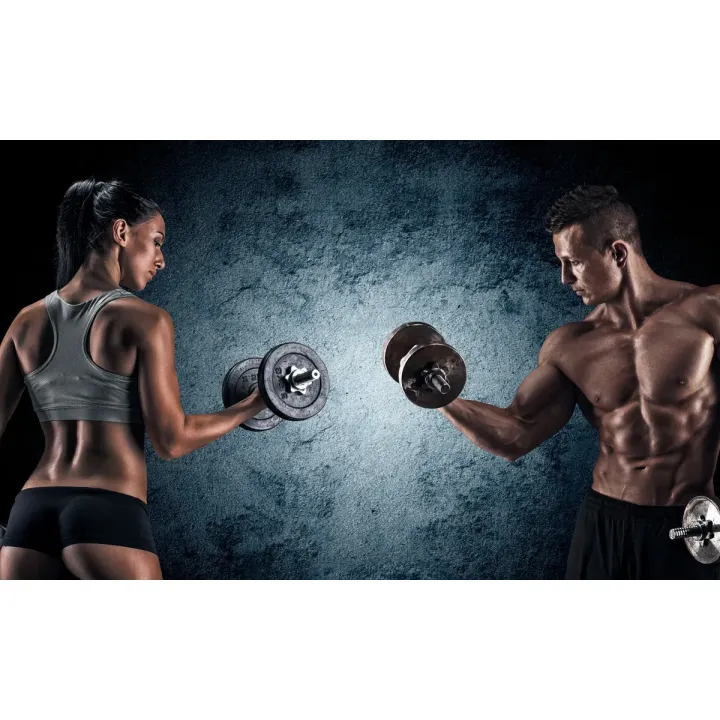 Fototapeta Umięśniony Mężczyzna i Wysportowana Kobieta – Motywacja Fitness na Siłownię – produkt
