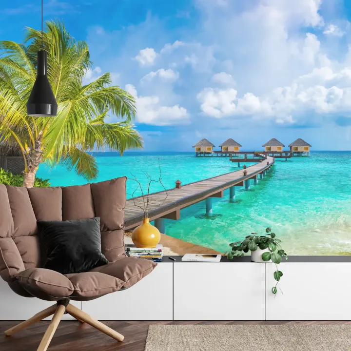 Fototapeta Tropikalne Domki Na Malediwach – Rajski Kurort nad Oceanem