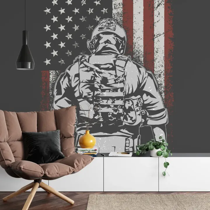 Fototapeta Amerykański Żołnierz – Patriotyzm i Służba Wojskowa USA