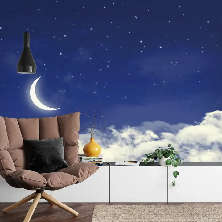 Fototapeta Marzycielskie Niebo – Nocne Niebo Pełne Gwiazd i Księżyca