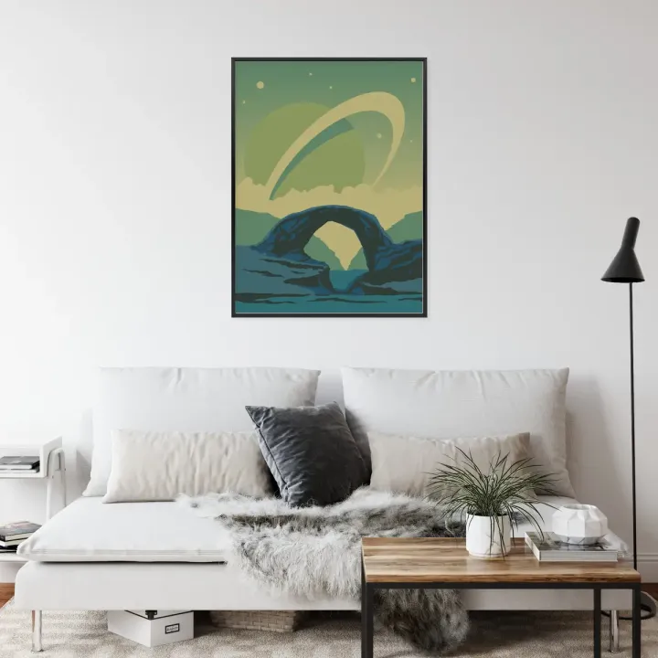 Plakat Kosmiczny Pejzaż – Retro Wizja Eksploracji Kosmosu