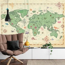 Fototapeta Styl Skarbu Atlasu Świata – Mapa Podróży i Przygody