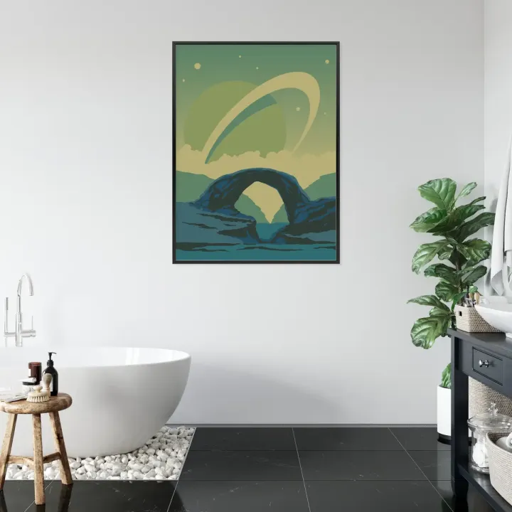 Plakat Kosmiczny Pejzaż – Retro Wizja Eksploracji Kosmosu