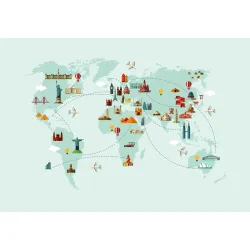 Fototapeta Mapa Świata – Zabytki i Architektura Globu