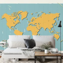 Fototapeta Retro Mapa Świata – Styl Vintage i Kompas Podróżnika
