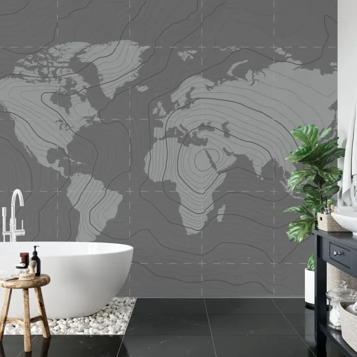 Fototapeta Nowoczesna Mapa Świata – Abstrakcyjna Grafika Liniowa Kontynentów