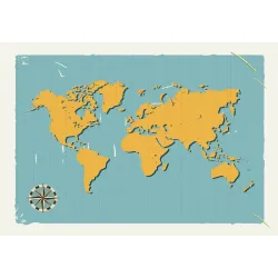 Fototapeta Retro Mapa Świata – Styl Vintage i Kompas Podróżnika