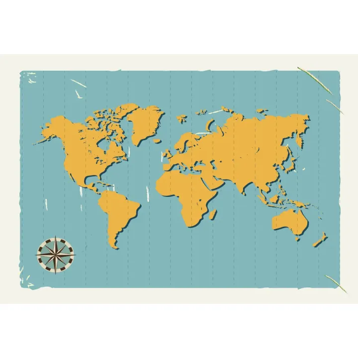 Fototapeta Retro Mapa Świata – Styl Vintage i Kompas Podróżnika – produkt