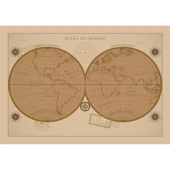 Fototapeta Atlas Świata – Stare Mapy i Kartografia Vintage – produkt