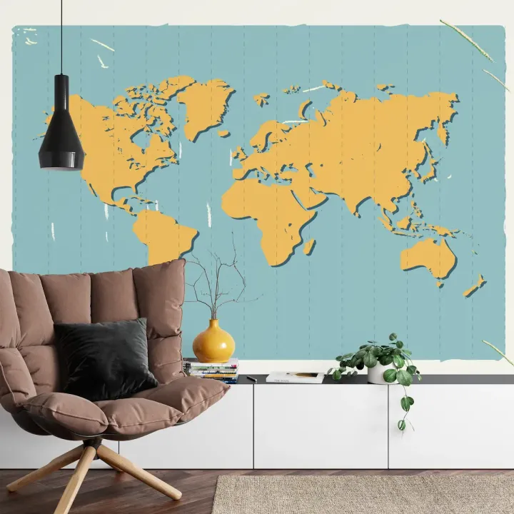 Fototapeta Retro Mapa Świata – Styl Vintage i Kompas Podróżnika