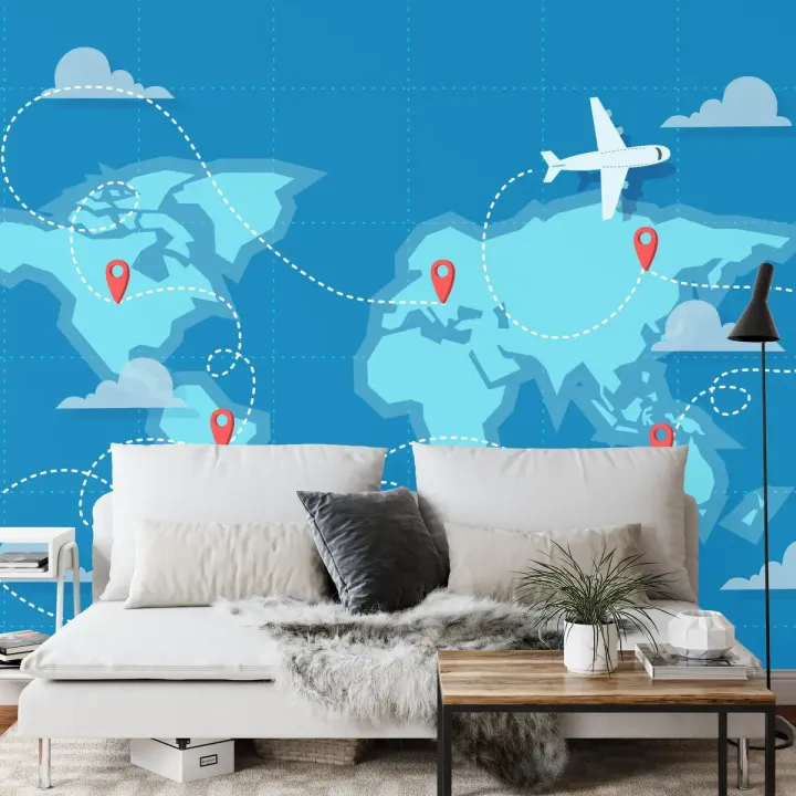 Fototapeta Mapa Świata – Podróże i Lotnictwo w Dekoracji