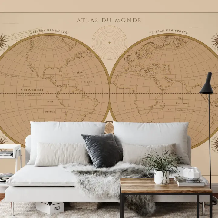 Fototapeta Atlas Świata – Stare Mapy i Kartografia Vintage