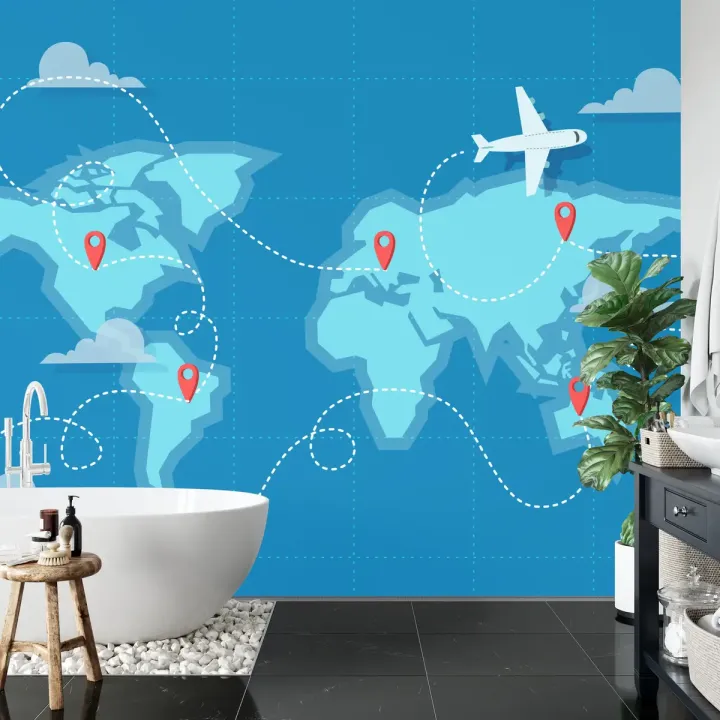 Fototapeta Mapa Świata – Podróże i Lotnictwo w Dekoracji