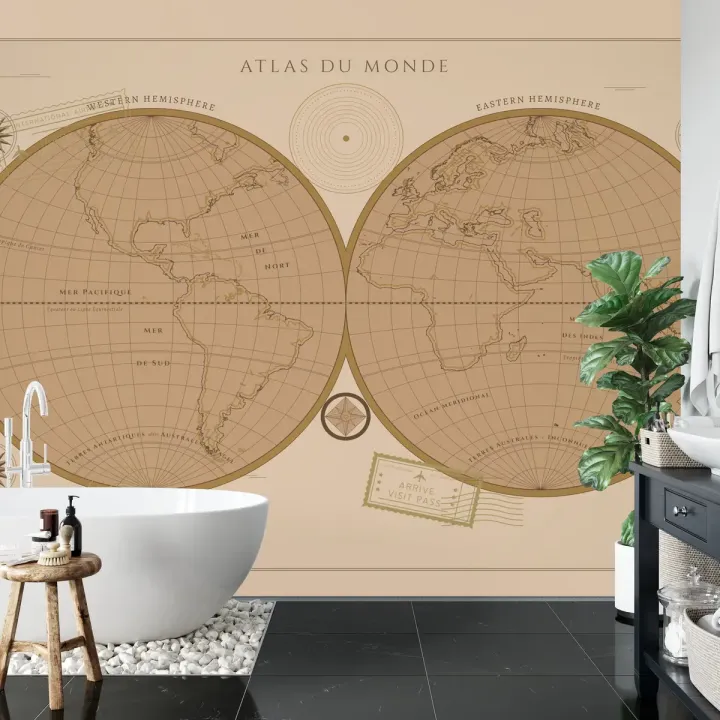 Fototapeta Atlas Świata – Stare Mapy i Kartografia Vintage