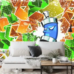 Fototapeta Wielkie Graffiti – Sztuka Uliczna i Abstrakcja Geometryczna
