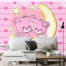 Fototapeta Przytulanki: Hula & Hoop – Nocne Niebo z Księżycem i Kotami