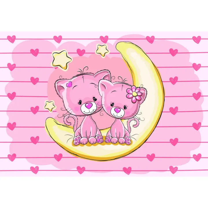Fototapeta Przytulanki: Hula & Hoop – Nocne Niebo z Księżycem i Kotami – produkt