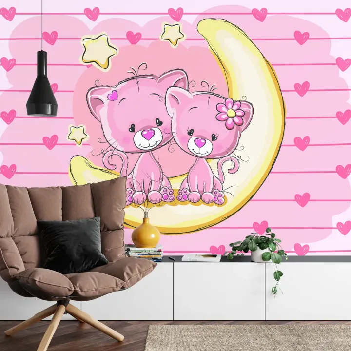 Fototapeta Przytulanki: Hula & Hoop – Nocne Niebo z Księżycem i Kotami