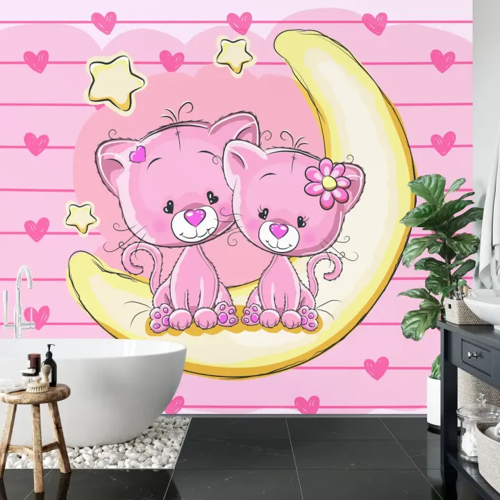 Fototapeta Przytulanki: Hula & Hoop – Nocne Niebo z Księżycem i Kotami