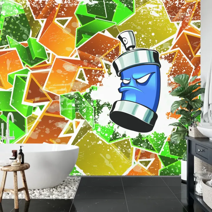 Fototapeta Wielkie Graffiti – Sztuka Uliczna i Abstrakcja Geometryczna