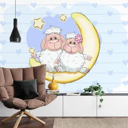 Fototapeta Przytulanki – Owce Shaun i Sarah pod Księżycem