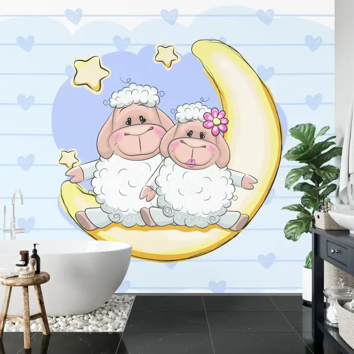 Fototapeta Przytulanki – Owce Shaun i Sarah pod Księżycem