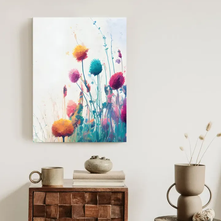 Plakat Kolorowa Abstrakcyjna Łąka – Kwiatowa Abstrakcja w Pastelach