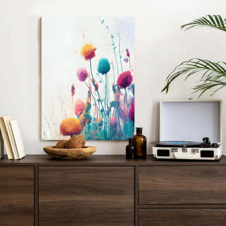 Plakat Kolorowa Abstrakcyjna Łąka – Kwiatowa Abstrakcja w Pastelach