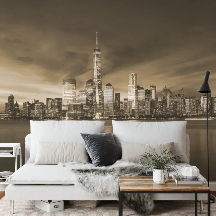 Fototapeta Wschód Słońca w Nowym Jorku – Sepia i Skyline Manhattanu